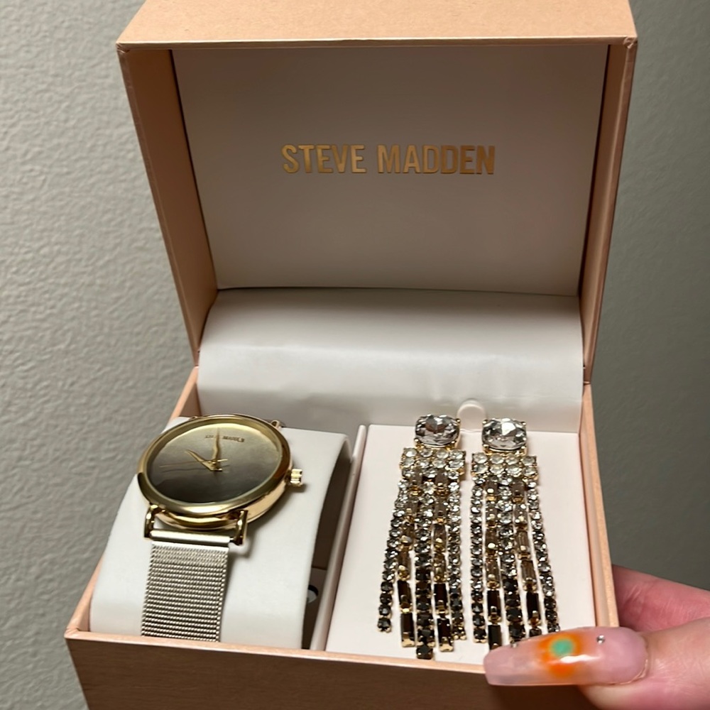 Steve Madden watch and earring set
